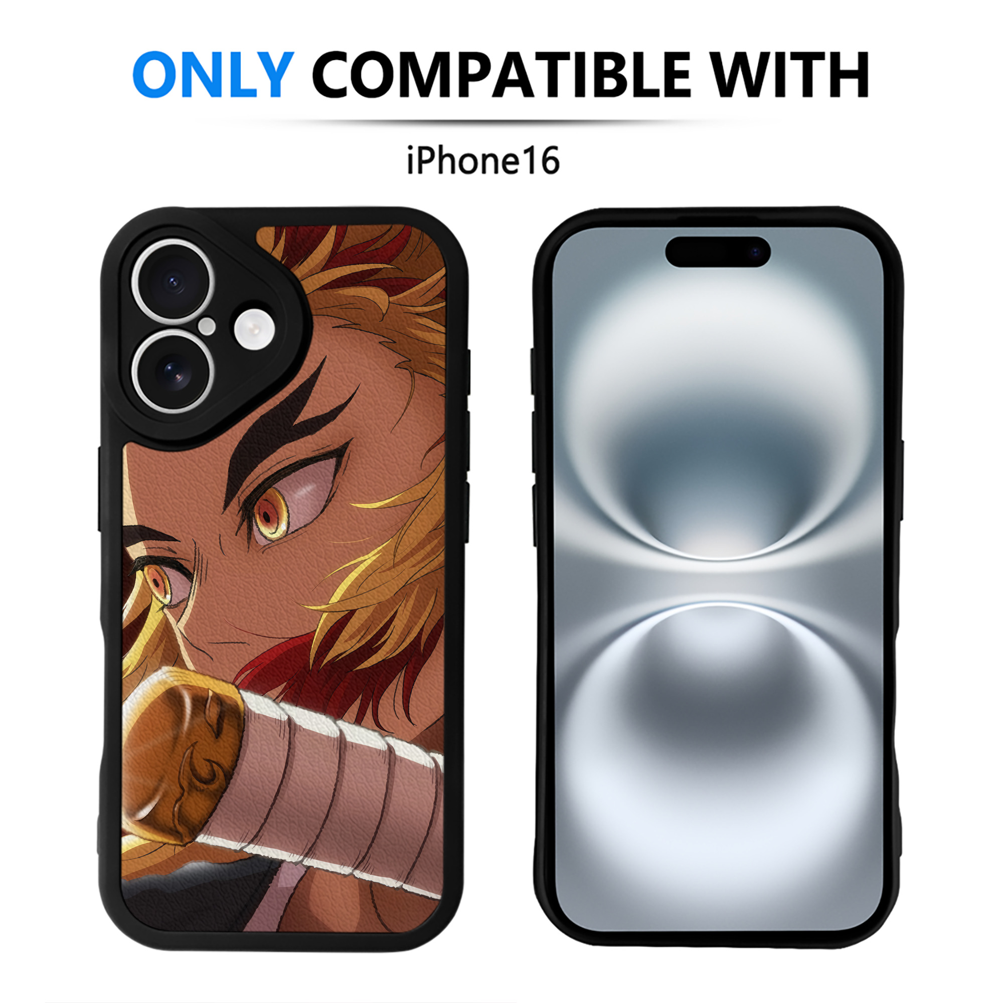 （画像用） 炎柱-煉󠄁獄 杏寿郎／れんごく きょうじゅろう Rengoku Kyoujurou 【iPhone 16シリーズ対応】シリコンスマホケース（レザー調） 材質：シリコン
